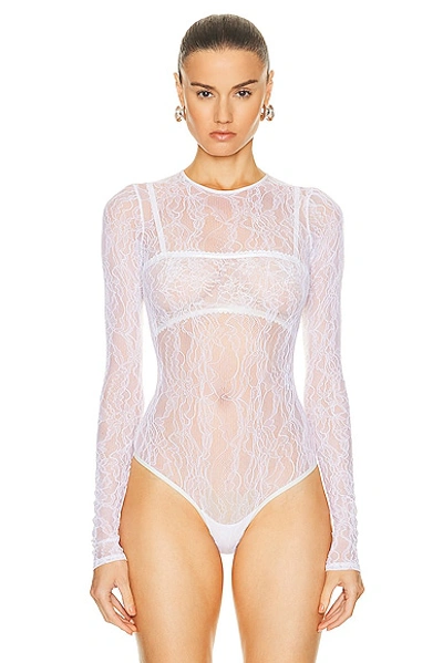 Shop Wardrobe.nyc Lace Bodysuit In Off White