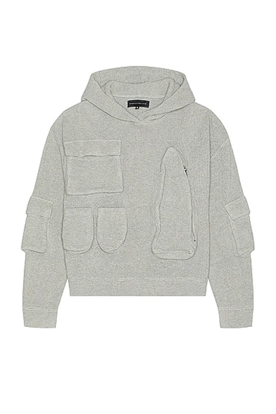 Shop Who Decides War By Ev Bravado Multi Pocket Hooded Sweatshirt In Vintage Grey