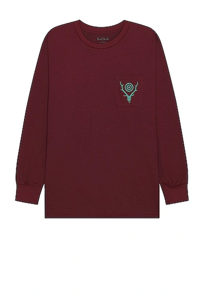 Shop South2 West8 Round Pocket Tee In Bordeaux
