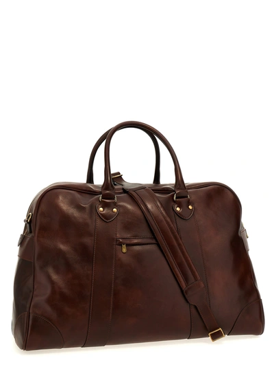 Shop Brunello Cucinelli Leather Travel Bag Lifestyle Accessories Brown