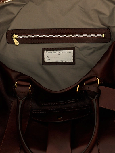 Shop Brunello Cucinelli Leather Travel Bag Lifestyle Accessories Brown