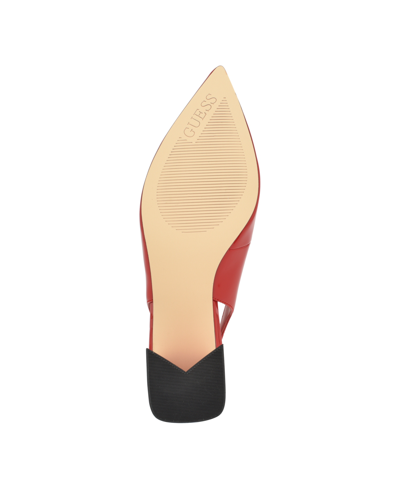 Shop Guess Women's Zanda Slingback Pointed Toe Block Heel Sandals In Red Patent