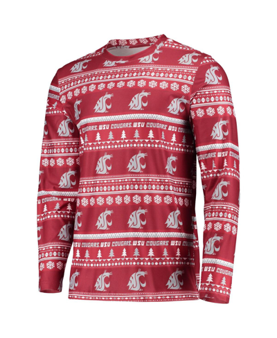 Shop Concepts Sport Men's  Crimson Washington State Cougars Ugly Sweater Long Sleeve T-shirt And Pants Sle