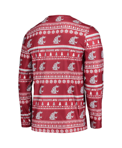 Shop Concepts Sport Men's  Crimson Washington State Cougars Ugly Sweater Long Sleeve T-shirt And Pants Sle