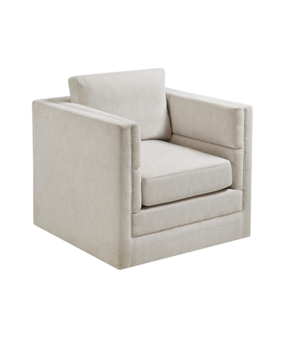 Shop Martha Stewart Collection 31" Osborne Wide Fabric 360 Degree Swivel Chair In Ivory