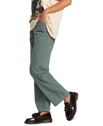 Shop Rvca Juniors' Heritage Cotton Corduroy Wide-leg Pants In Spinach