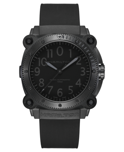 Shop Hamilton Men's Swiss Automatic Khaki Navy Belowzero Black Rubber Strap Watch 46mm