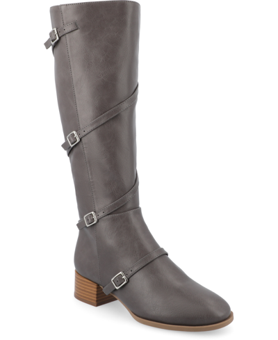 Shop Journee Collection Women's Elettra Regular Calf Boots In Gray