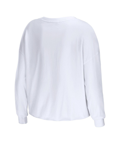 Wear By Erin Andrews White Chicago Bulls Cropped Long Sleeve T-shirt In White