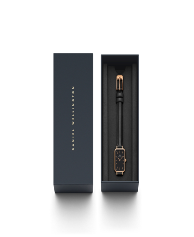 Daniel Wellington Women's Quadro Sheffield Black Leather Watch 20 X 26mm In Black
