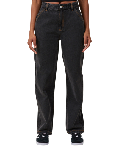 Shop Cotton On Women's Carpenter Straight Jeans In Smokey Black