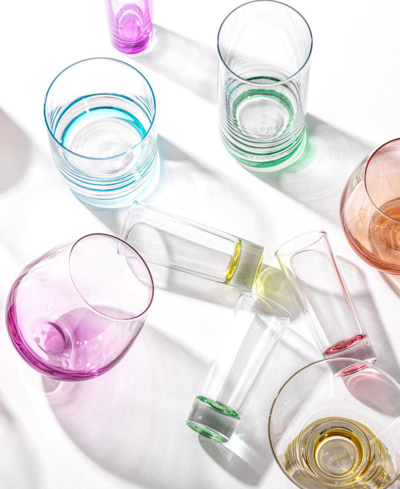 Joyjolt Hue Colored Highball Glasses, Set Of 6 In Clear,multi-colored