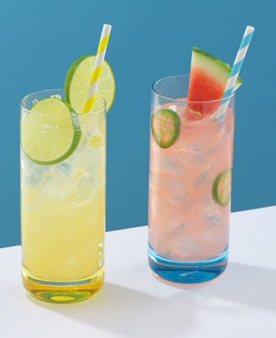Joyjolt Hue Colored Highball Glasses, Set Of 6 In Clear,multi-colored