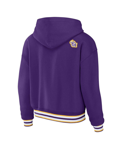 Shop Wear By Erin Andrews Women's  Purple Minnesota Vikings Plus Size Lace-up Pullover Hoodie