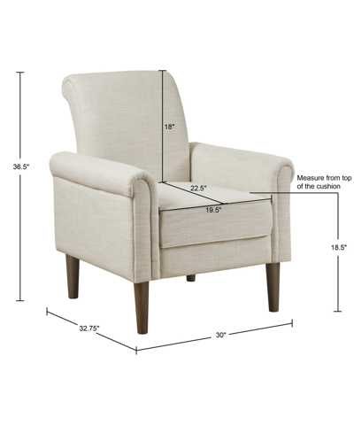 510 Design 30" Jeanie Wide Fabric Rolled Arm Accent Chair In Ivory
