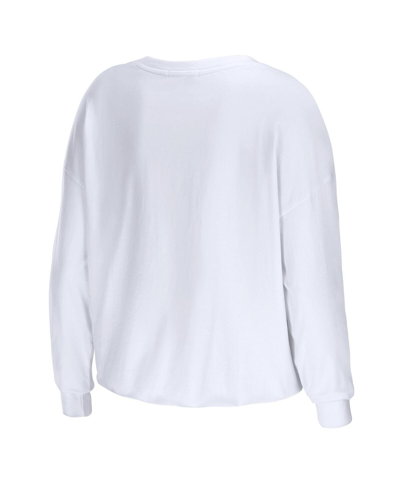 Wear By Erin Andrews White Los Angeles Lakers Cropped Long Sleeve T-shirt In White