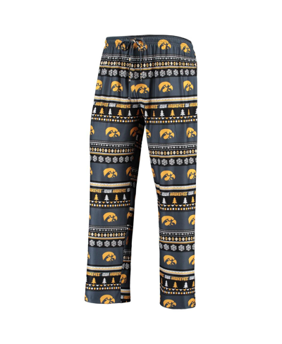 Concepts Sport Black Iowa Hawkeyes Ugly Sweater Long Sleeve T-shirt And Pants Sleep Set In Black