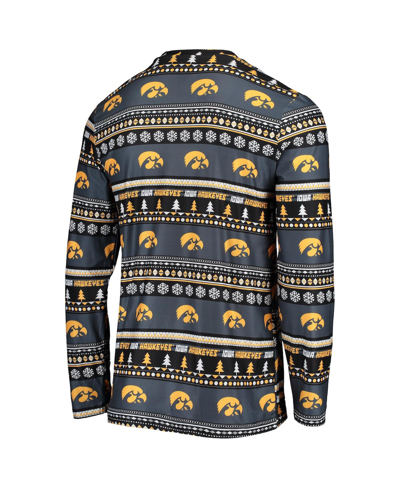 Shop Concepts Sport Men's Black Iowa Hawkeyes Ugly Sweater Long Sleeve T-shirt And Pants Sleep Set