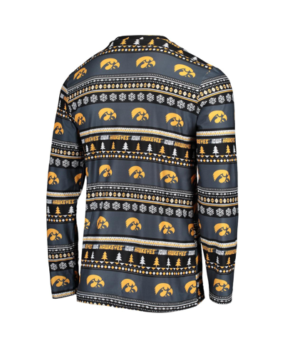 Concepts Sport Black Iowa Hawkeyes Ugly Sweater Long Sleeve T-shirt And Pants Sleep Set In Black
