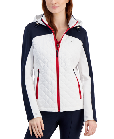 Tommy Hilfiger Women's Colorblocked Quilted Scuba Jacket In Bright White  Multi | ModeSens