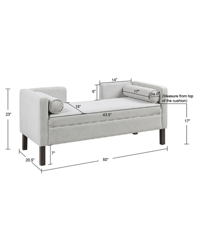 Madison Park 50" Bradford Wide Fabric Upholstered Accent Bench In Gray