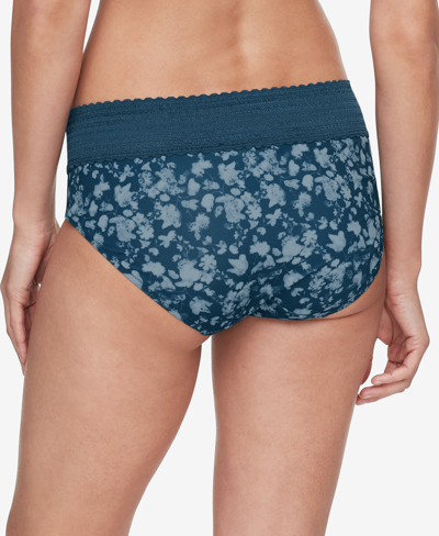 Shop Warner's Warners No Pinching, No Problems Dig-free Comfort Waist With Lace Microfiber Hipster 5609j In Whiet Floral Deep Teal