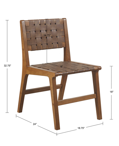 Ink+ivy 18.75" 2-pc. Oslo Wide Faux Leather Woven Dining Chairs In Brown