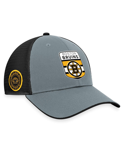 Shop Fanatics Men's  Gray, Black Boston Bruins Authentic Pro Home Ice Trucker Adjustable Hat In Gray,black