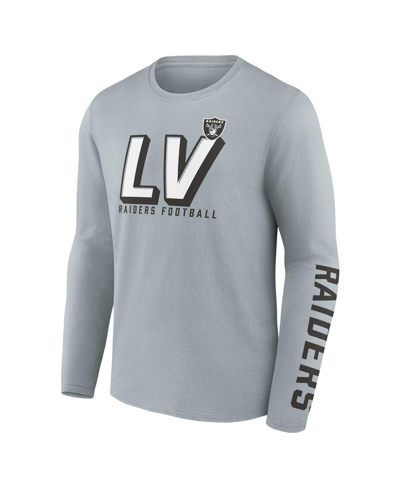 Fanatics Men's  Silver, Black Las Vegas Raiders Two-pack T-shirt Combo Set In Silver,black