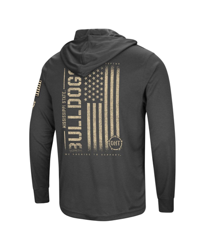 Colosseum Charcoal Mississippi State Bulldogs Team Oht Military Appreciation Hoodie Long Sleeve T-sh In Heather Black