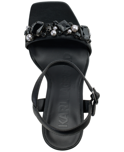 Shop Karl Lagerfeld Women's Jala Embellished Ankle-strap Platform Sandals In Black