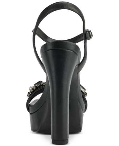 Shop Karl Lagerfeld Women's Jala Embellished Ankle-strap Platform Sandals In Black
