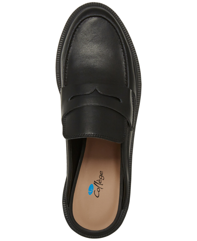 Shop Aqua College Women's Fever Slip-on Penny Loafer Mule Flats In Black Leather