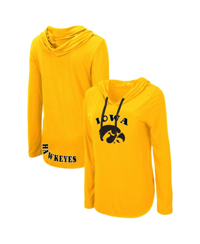 Colosseum Gold Iowa Hawkeyes My Lover Long Sleeve Hoodie T-shirt In Gold