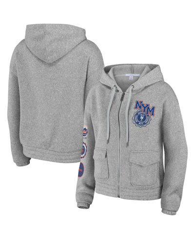 Shop Wear By Erin Andrews Women's  Gray New York Mets Full-zip Hoodie