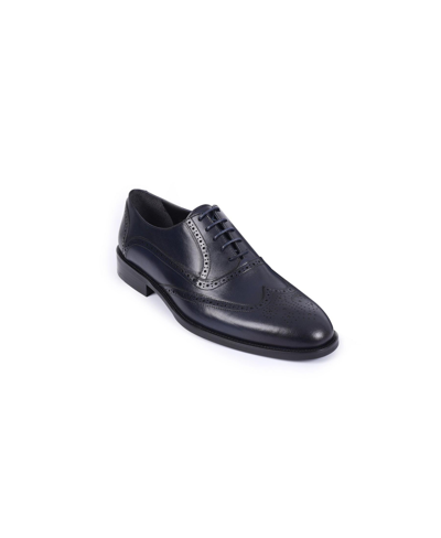 Shop Vellapais Men's Anderson Leather Wingtip Oxford Dress Shoes In Navy Blue