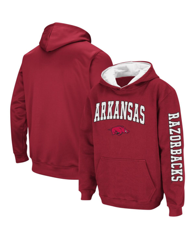 Colosseum Youth   Cardinal Arkansas Razorbacks 2-hit Pullover Hoodie In Cardinal