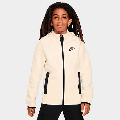 Shop Nike Boys' Sportswear Tech Fleece Full-zip Hoodie In Coconut Milk/black/black
