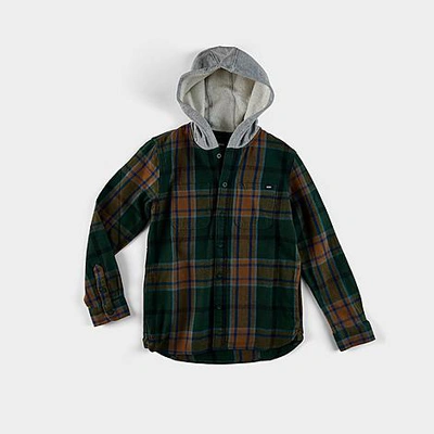 Shop Vans Kids' Lopes Hooded Flannel Shirt In Deep Forest/kangaroo