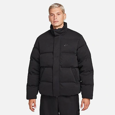 Shop Nike Men's Sportswear Tech Fleece Therma-fit Oversized Puffer Jacket In Black/black
