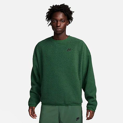 Shop Nike Men's Club Fleece Winterized Crewneck Sweatshirt In Fir/black