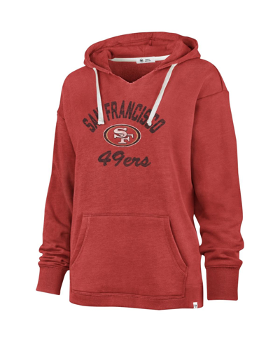 Shop 47 Brand Women's ' Scarlet Distressed San Francisco 49ers Wrapped Up Kennedy V-neck Pullover Hoodie