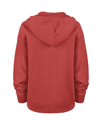 Shop 47 Brand Women's ' Scarlet Distressed San Francisco 49ers Wrapped Up Kennedy V-neck Pullover Hoodie