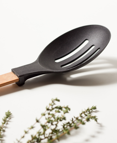 Epicurean Gourmet Series Nylon Slotted Spoon With Black Head Handle, 14" In Natural
