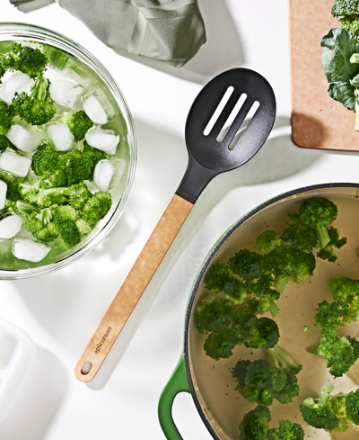 Epicurean Gourmet Series Nylon Slotted Spoon With Black Head Handle, 14" In Natural