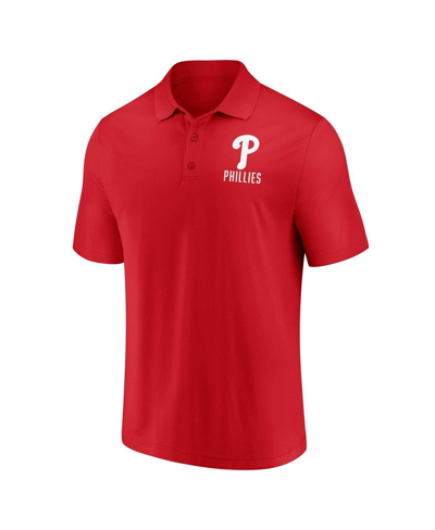 Shop Fanatics Men's  Red, White Philadelphia Phillies Two-pack Logo Lockup Polo Shirt Set In Red,white