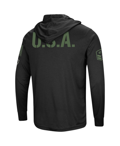 Colosseum Men's Black Kansas Jayhawks Oht Military-inspired Appreciation Hoodie Long Sleeve T-shirt In Black