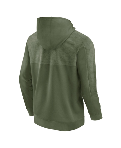 Fanatics Branded Olive Wisconsin Badgers Oht Military Appreciation Stencil Pullover Hoodie In Olive