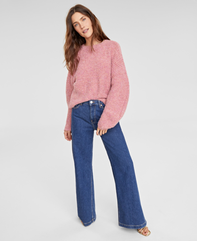 Shop On 34th Women's Marled Boucle Sweater, Created For Macy's In Dusty Pink