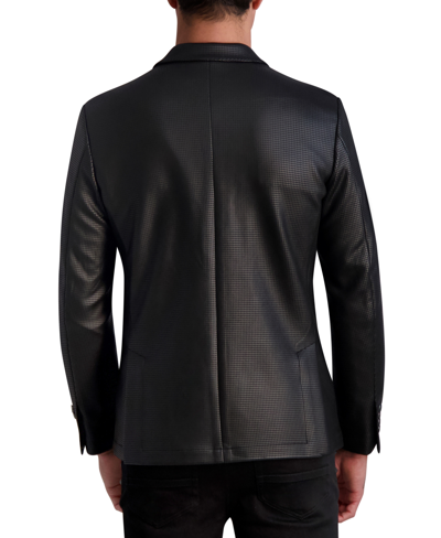 Shop Karl Lagerfeld White Label Men's Coated Faux-leather Peak-lapel Blazer In Black